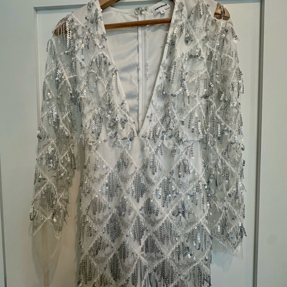 Superdown Silver Sequin Dress
